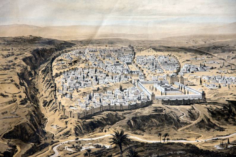 Jerusalemin koulukartta noin 1900 kertoi Jeesuksen ajasta