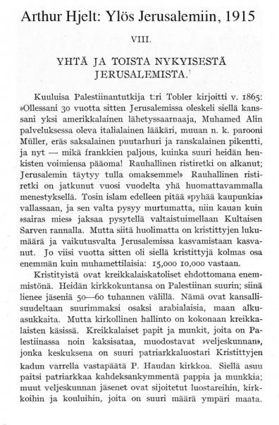 Palestiinan v�est� 100 vuotta sitten